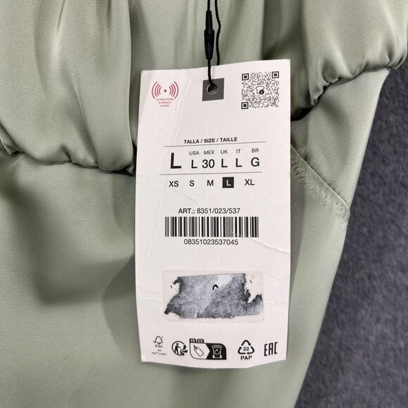 Zara Dress Womens Large Green Satin Ruched Midi Sleeveless Slit Elegant NWT L30 - Picture 11 of 16